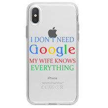 DistinctInk® Clear Shockproof Hybrid Case for Apple iPhone / Samsung Galaxy / Google Pixel - Don't Need Google My Wife Knows Everything