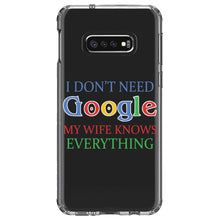 DistinctInk® Clear Shockproof Hybrid Case for Apple iPhone / Samsung Galaxy / Google Pixel - Don't Need Google My Wife Knows Everything