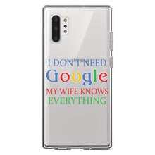 DistinctInk® Clear Shockproof Hybrid Case for Apple iPhone / Samsung Galaxy / Google Pixel - Don't Need Google My Wife Knows Everything