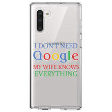 DistinctInk® Clear Shockproof Hybrid Case for Apple iPhone / Samsung Galaxy / Google Pixel - Don't Need Google My Wife Knows Everything