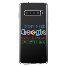 DistinctInk® Clear Shockproof Hybrid Case for Apple iPhone / Samsung Galaxy / Google Pixel - Don't Need Google My Wife Knows Everything
