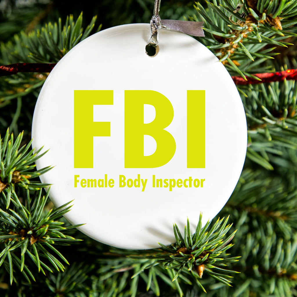 Female Body Inspector Ceramic Ornament, view 2
