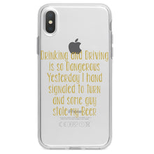 DistinctInk® Clear Shockproof Hybrid Case for Apple iPhone / Samsung Galaxy / Google Pixel - Drinking Driving Dangerous Guy Stole Beer