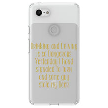 DistinctInk® Clear Shockproof Hybrid Case for Apple iPhone / Samsung Galaxy / Google Pixel - Drinking Driving Dangerous Guy Stole Beer
