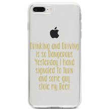 DistinctInk® Clear Shockproof Hybrid Case for Apple iPhone / Samsung Galaxy / Google Pixel - Drinking Driving Dangerous Guy Stole Beer
