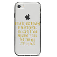 DistinctInk® Clear Shockproof Hybrid Case for Apple iPhone / Samsung Galaxy / Google Pixel - Drinking Driving Dangerous Guy Stole Beer