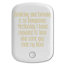 DistinctInk Magnetic Battery Pack, Wireless Portable Charger with USB-C Cable, Compatible with MagSafe iPhone 14 / 13 / 12 Series - Drinking Driving Dangerous Guy Stole Beer
