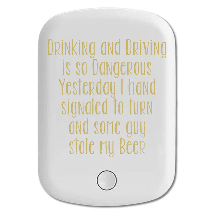 DistinctInk Magnetic Battery Pack, Wireless Portable Charger with USB-C Cable, Compatible with MagSafe iPhone 14 / 13 / 12 Series - Drinking Driving Dangerous Guy Stole Beer