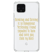 DistinctInk® Clear Shockproof Hybrid Case for Apple iPhone / Samsung Galaxy / Google Pixel - Drinking Driving Dangerous Guy Stole Beer
