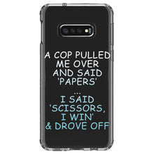 DistinctInk® Clear Shockproof Hybrid Case for Apple iPhone / Samsung Galaxy / Google Pixel - Cop Pulled Over, Rock Paper Scissors