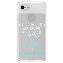 DistinctInk® Clear Shockproof Hybrid Case for Apple iPhone / Samsung Galaxy / Google Pixel - Cop Pulled Over, Rock Paper Scissors