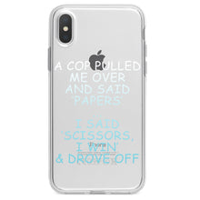 DistinctInk® Clear Shockproof Hybrid Case for Apple iPhone / Samsung Galaxy / Google Pixel - Cop Pulled Over, Rock Paper Scissors