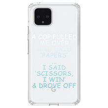DistinctInk® Clear Shockproof Hybrid Case for Apple iPhone / Samsung Galaxy / Google Pixel - Cop Pulled Over, Rock Paper Scissors