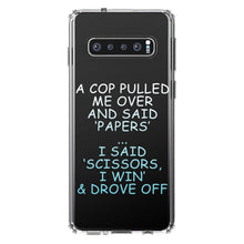 DistinctInk® Clear Shockproof Hybrid Case for Apple iPhone / Samsung Galaxy / Google Pixel - Cop Pulled Over, Rock Paper Scissors