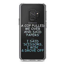 DistinctInk® Clear Shockproof Hybrid Case for Apple iPhone / Samsung Galaxy / Google Pixel - Cop Pulled Over, Rock Paper Scissors