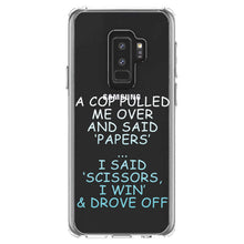 DistinctInk® Clear Shockproof Hybrid Case for Apple iPhone / Samsung Galaxy / Google Pixel - Cop Pulled Over, Rock Paper Scissors