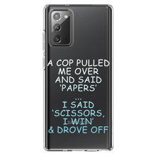 DistinctInk® Clear Shockproof Hybrid Case for Apple iPhone / Samsung Galaxy / Google Pixel - Cop Pulled Over, Rock Paper Scissors