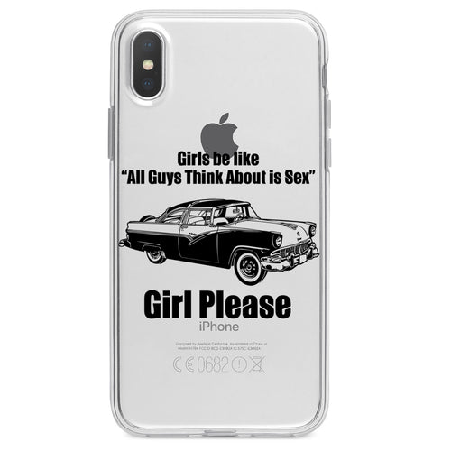 All Guys Think About is Sex, Cars! Clear Shockproof iPhone Case, view 2
