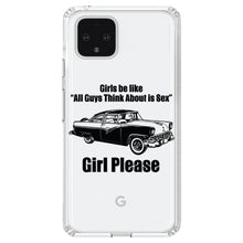DistinctInk® Clear Shockproof Hybrid Case for Apple iPhone / Samsung Galaxy / Google Pixel - All Guys Think About is Sex - Cars!