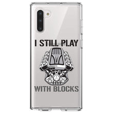 DistinctInk® Clear Shockproof Hybrid Case for Apple iPhone / Samsung Galaxy / Google Pixel - I Still Play with Blocks - Cars