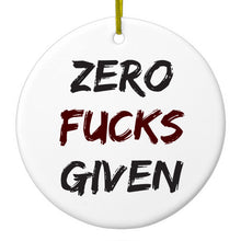 DistinctInk® Hanging Ceramic Christmas Tree Ornament with Gold String - Great Gift / Present - 2 3/4 inch Diameter - Zero F's Given