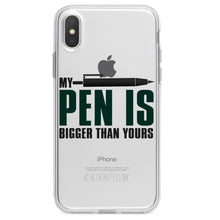 DistinctInk® Clear Shockproof Hybrid Case for Apple iPhone / Samsung Galaxy / Google Pixel - My Pen Is Bigger Than Yours