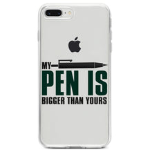 DistinctInk® Clear Shockproof Hybrid Case for Apple iPhone / Samsung Galaxy / Google Pixel - My Pen Is Bigger Than Yours