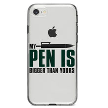 DistinctInk® Clear Shockproof Hybrid Case for Apple iPhone / Samsung Galaxy / Google Pixel - My Pen Is Bigger Than Yours