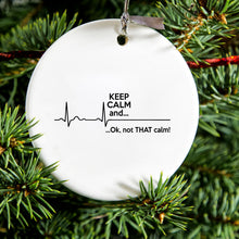 DistinctInk® Hanging Ceramic Christmas Tree Ornament with Gold String - Great Gift / Present - 2 3/4 inch Diameter - Keep Calm and…. Flatline