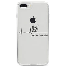 DistinctInk® Clear Shockproof Hybrid Case for Apple iPhone / Samsung Galaxy / Google Pixel - Keep Calm and…. Flatline