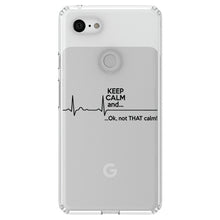 DistinctInk® Clear Shockproof Hybrid Case for Apple iPhone / Samsung Galaxy / Google Pixel - Keep Calm and…. Flatline