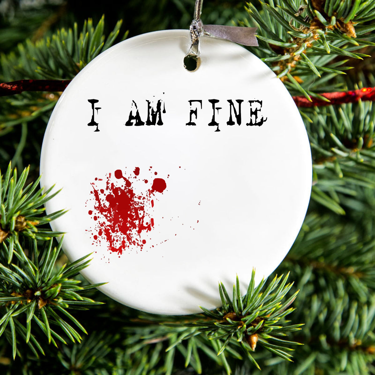 Blood Splatter Ceramic Ornament, view 2