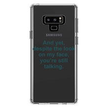 DistinctInk® Clear Shockproof Hybrid Case for Apple iPhone / Samsung Galaxy / Google Pixel - Despite the Look On My Face, Still Talking