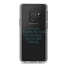 DistinctInk® Clear Shockproof Hybrid Case for Apple iPhone / Samsung Galaxy / Google Pixel - Despite the Look On My Face, Still Talking