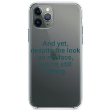 DistinctInk® Clear Shockproof Hybrid Case for Apple iPhone / Samsung Galaxy / Google Pixel - Despite the Look On My Face, Still Talking