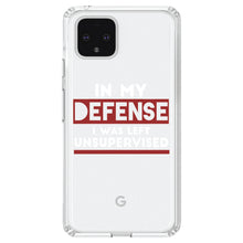DistinctInk® Clear Shockproof Hybrid Case for Apple iPhone / Samsung Galaxy / Google Pixel - In My Defense, I Was Left Unsupervised