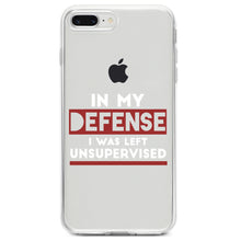 DistinctInk® Clear Shockproof Hybrid Case for Apple iPhone / Samsung Galaxy / Google Pixel - In My Defense, I Was Left Unsupervised