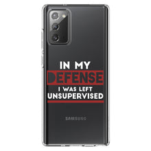 DistinctInk® Clear Shockproof Hybrid Case for Apple iPhone / Samsung Galaxy / Google Pixel - In My Defense, I Was Left Unsupervised
