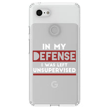 DistinctInk® Clear Shockproof Hybrid Case for Apple iPhone / Samsung Galaxy / Google Pixel - In My Defense, I Was Left Unsupervised