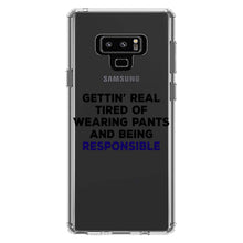 DistinctInk® Clear Shockproof Hybrid Case for Apple iPhone / Samsung Galaxy / Google Pixel - Getting' Tired of Pants & Being Responsible