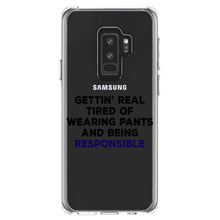 DistinctInk® Clear Shockproof Hybrid Case for Apple iPhone / Samsung Galaxy / Google Pixel - Getting' Tired of Pants & Being Responsible