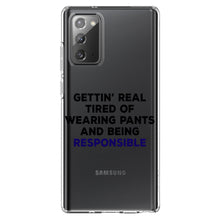 DistinctInk® Clear Shockproof Hybrid Case for Apple iPhone / Samsung Galaxy / Google Pixel - Getting' Tired of Pants & Being Responsible