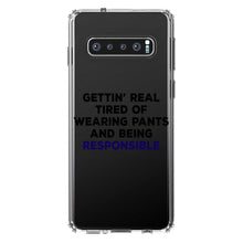 DistinctInk® Clear Shockproof Hybrid Case for Apple iPhone / Samsung Galaxy / Google Pixel - Getting' Tired of Pants & Being Responsible