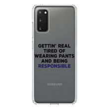 DistinctInk® Clear Shockproof Hybrid Case for Apple iPhone / Samsung Galaxy / Google Pixel - Getting' Tired of Pants & Being Responsible