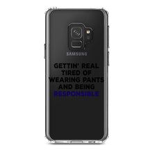DistinctInk® Clear Shockproof Hybrid Case for Apple iPhone / Samsung Galaxy / Google Pixel - Getting' Tired of Pants & Being Responsible
