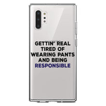 DistinctInk® Clear Shockproof Hybrid Case for Apple iPhone / Samsung Galaxy / Google Pixel - Getting' Tired of Pants & Being Responsible