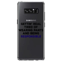 DistinctInk® Clear Shockproof Hybrid Case for Apple iPhone / Samsung Galaxy / Google Pixel - Getting' Tired of Pants & Being Responsible