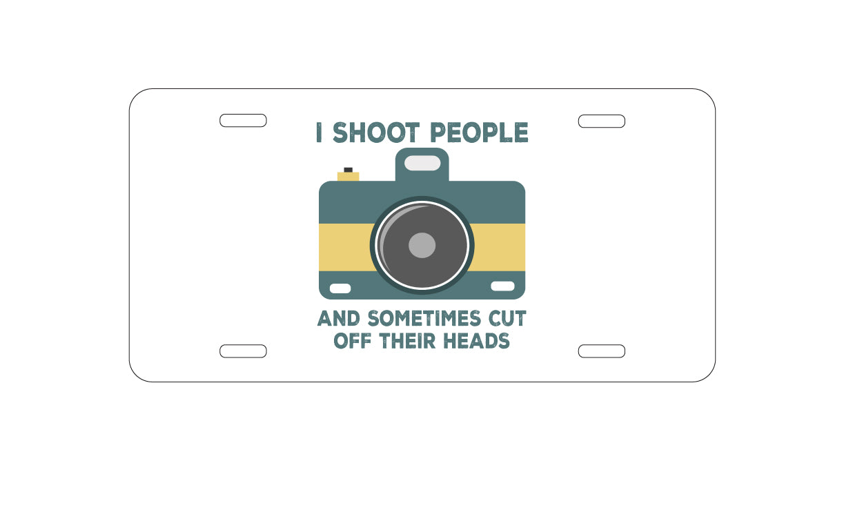DistinctInk Custom Aluminum Decorative Vanity Front License Plate - I Shoot People - Photography