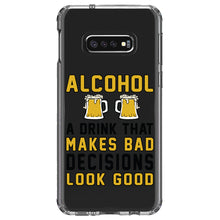 DistinctInk® Clear Shockproof Hybrid Case for Apple iPhone / Samsung Galaxy / Google Pixel - Alcohol Makes Bad Decisions Look Good