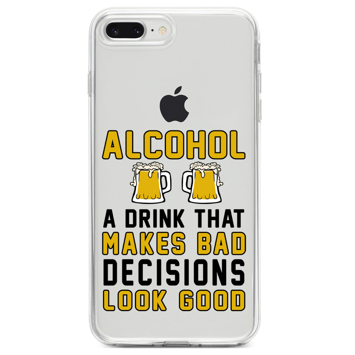 Alcohol Makes Bad Decisions Look Good Clear Shockproof iPhone Case, view 6